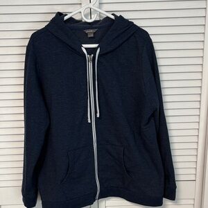 Women’s Eddie Bauer Navy Zip-Up Hoodie with White Drawstrings 2XL